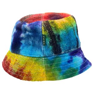 Łatany Kapelusz Festiwalowy z Konopi i Bawełny – Tiedye