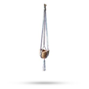 Makramowy Wieszak na Doniczkę Klasyczny – Pastelowe Tóny – Łazienka – Średnia Doniczka