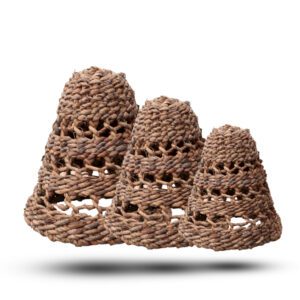 Naturalne klosze z liści bananowca i szarej rafii – Zestaw 3 szt.