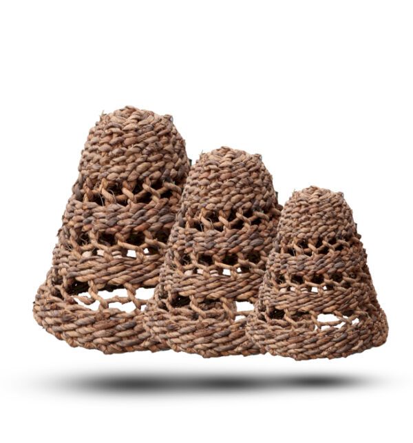 Naturalne klosze z liści bananowca i szarej rafii – Zestaw 3 szt.