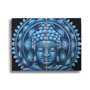Niebieska mandala Buddy – Detale brokatowe – 30×40 cm – zestaw 4