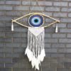 Ochronny łapacz snów – duże makramowe złe oko niebieski/biały/czarny