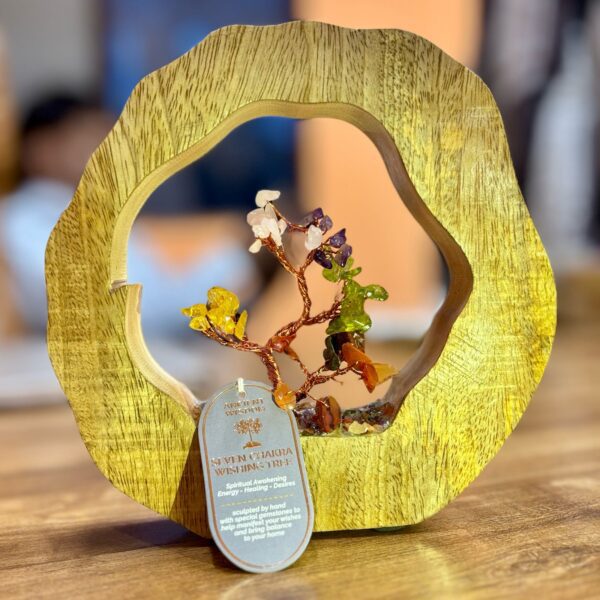 Ogród Drzewek Kamieni Szlachetnych – Pierścień z Drewna Mango – Siedem Czarków – 60 kamieni