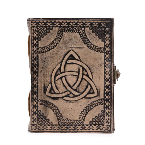 Okrągła Triquetra – Ezoteryczny Notes – Czerwony Brąz – 200 Stron z Obszyciem – 17,5×12,5×3 cm