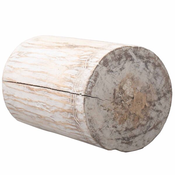 Plemię – Stolik/taboret z drewna Albasia – Białe przecieranie