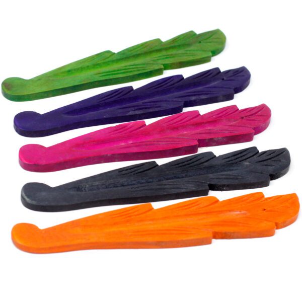 Podstawka pod kadzidła z drewna mango – Liść kolorowy 10″