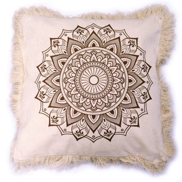 Poduszka Lotus Mandala – 45×45 cm – Brązowa