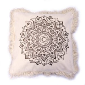 Poduszka Lotus Mandala – 60×60 cm – Brązowa