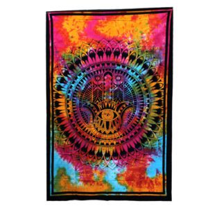 Pojedyncza narzuta bawełniana + dekoracja ścienna – Hamsa