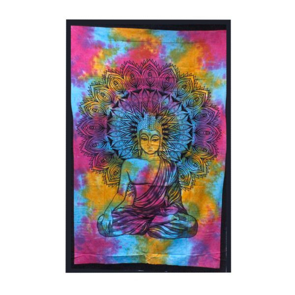 Pojedyncza narzuta bawełniana + dekoracja ścienna – Spokojny Budda 130×200 cm