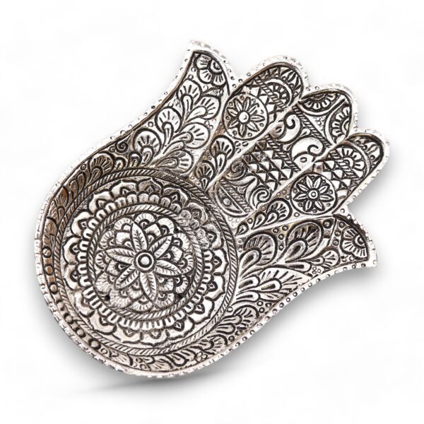 Polerowana Aluminiowa Podstawka Hamsa Duża 18×13 cm