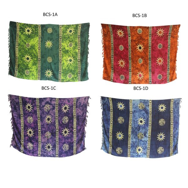 Sarong Celtycki Bali – Symbole Słońca (4 Różne Kolory)