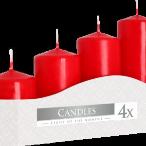 Set of Pillar Candles  50mm (11/16/22/33H) (4 pieces) – Red