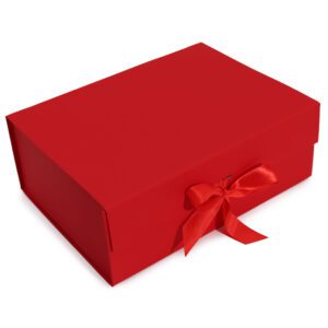 Składane Pudełko Prezentowe – Bardzo Duże – Czerwone (33x25x12 cm)