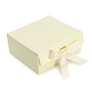 Składane Pudełko Prezentowe – Średnie Kwadratowe – Ecru (Ivory) (20×18,2×8 cm)