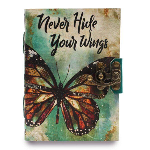 Skórzany Notes “Never Hide Your Wings” z Deklowanym Brzegiem 7×5″
