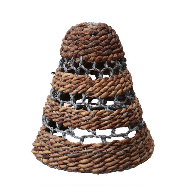 Średni Naturalny Abażur z Liścia Bananowca i Hitam Raffii – Wys.: 30 cm, Śr.: 26 cm