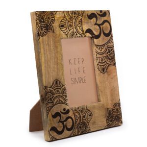 Średnia Ramka na Zdjęcia z Drewna Mango (na 10×15 cm) 26x20x2 cm – Mandala – Czarna