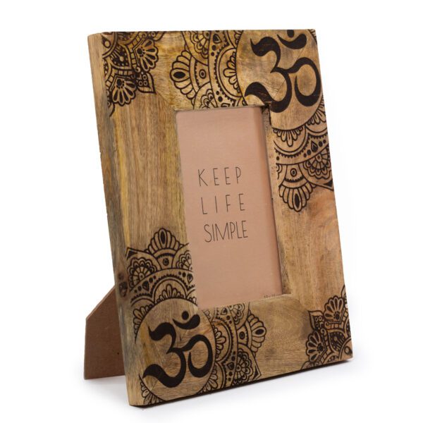 Średnia Ramka na Zdjęcia z Drewna Mango (na 10×15 cm) 26x20x2 cm – Mandala – Czarna