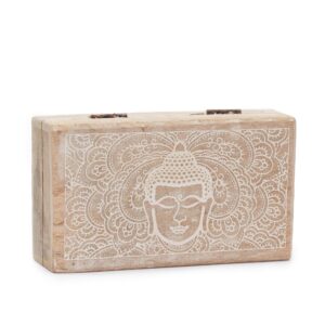 Średnie Kwadratowe Pudełko 17x10x4,2 cm – Twarz Buddy Whitewash