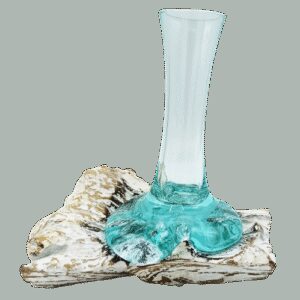 Wazon szklany na drewnie z korzenia Gamal – mały