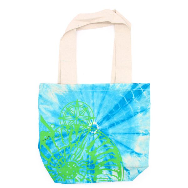 Torba Bawełniana Tie-Dye (6oz) – 38x42x12cm – Muszla – Niebiesko-Zielona – Zielony Uchwyt