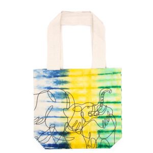 Torba Bawełniana Tie-Dye (6oz) – 38x42x12cm – Słonie – Wielokolorowa – Naturalny Uchwyt