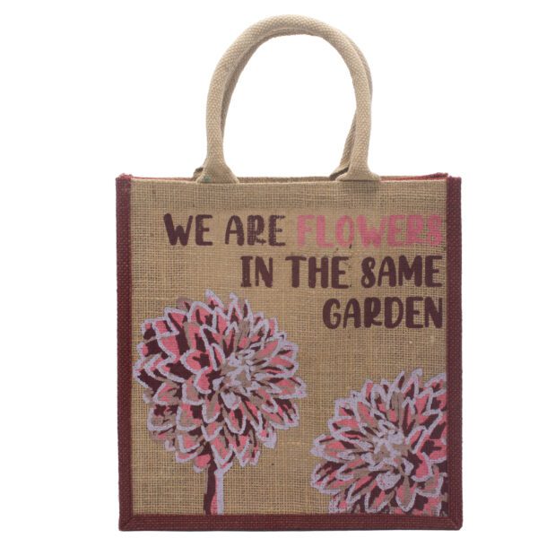 Torba Jutowa z Nadrukiem – We are Flowers – Naturalna