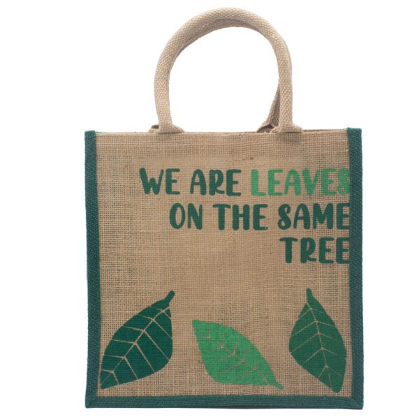 Torba Jutowa z Nadrukiem – We are Leaves – Naturalna