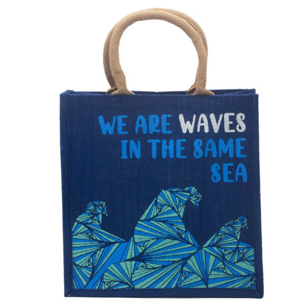 Torba Jutowa z Nadrukiem – We are Waves – Niebieska