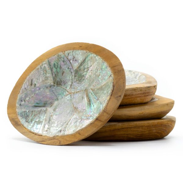 Zestaw 4 Mini Misek z Teki z Dekorem z Muszli (mix)