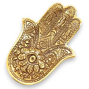 Złota Aluminiowa Podstawka Hamsa Mała 13×5,5 cm