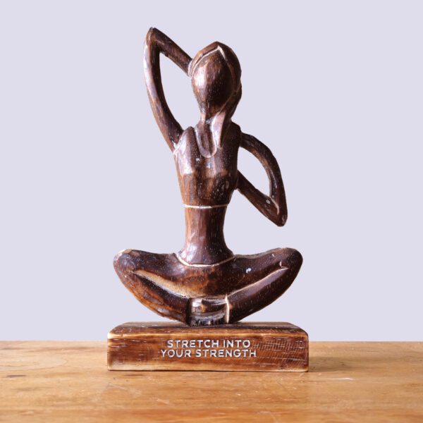 Drewniana Figura Jogi – Antyczna – Pozycja Twarzy Krowy - obrazek 2
