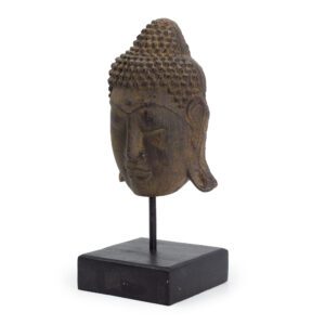 Duża Głowa Buddy Serenity na Podstawce – Szara