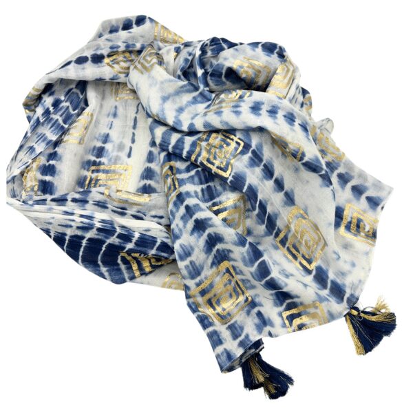 Pario Nomad Sari z Kolekcji Med – Niebieski Tie Dye i Blokowy Wzór