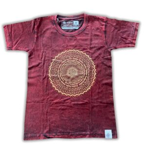 Koszulka Stone Washed S – Mandala – Bordowa