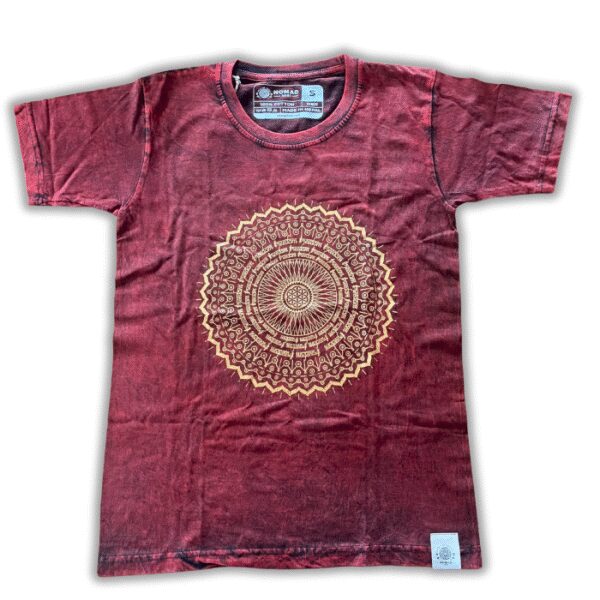 Koszulka Stone Washed M – Mandala – Bordowa - obrazek 2
