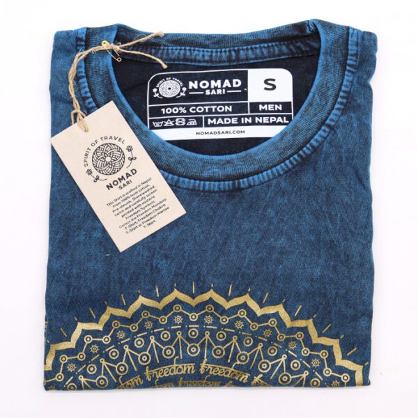 Koszulka Stone Washed S – Mandala – Niebieska - obrazek 2