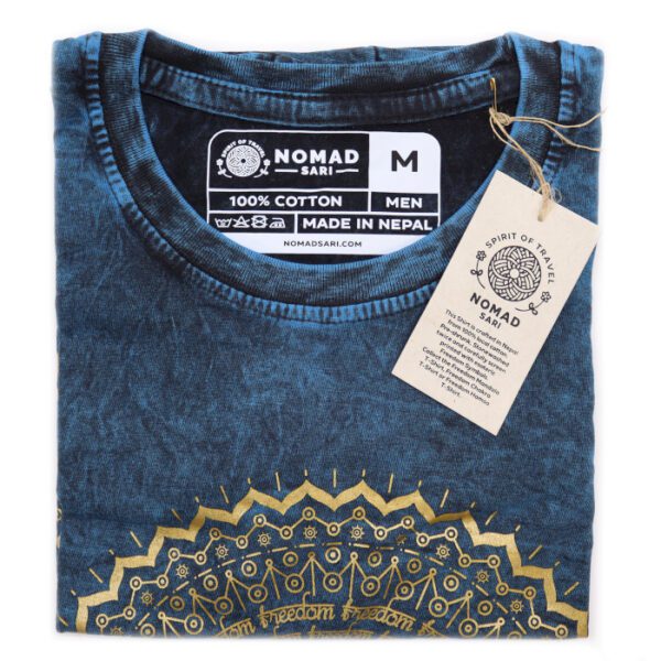 Koszulka Stone Washed M – Mandala – Niebieska - obrazek 2