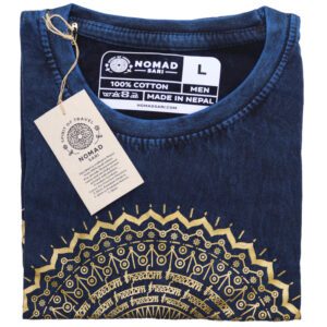 Koszulka Stone Washed L – Mandala – Niebieska