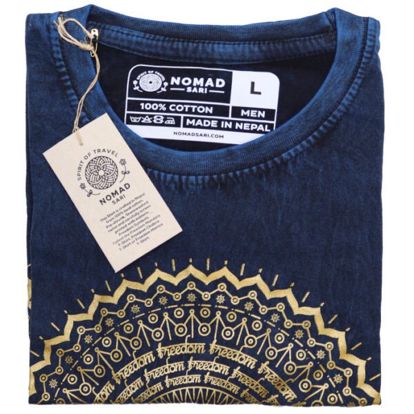 Koszulka Stone Washed L – Mandala – Niebieska - obrazek 2