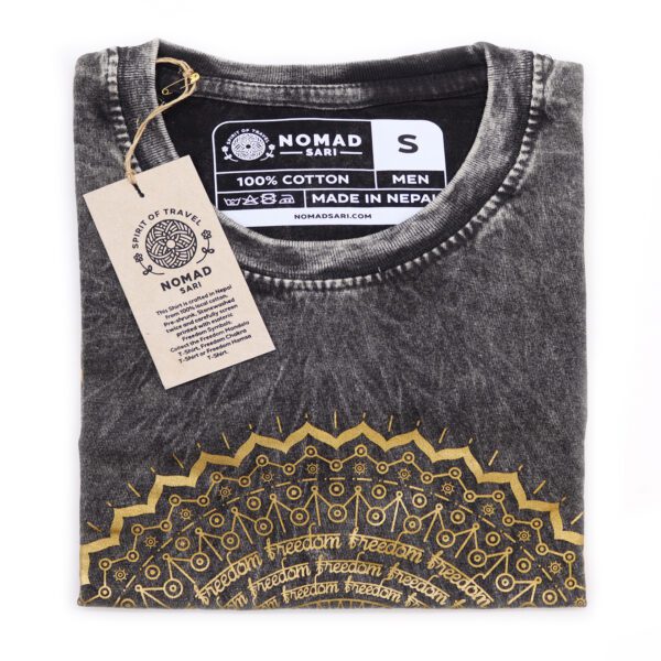 Koszulka Stone Washed S – Mandala – Ciemnoszara - obrazek 4
