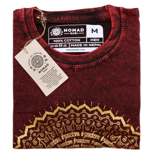 Koszulka Stone Washed M – Mandala – Bordowa - obrazek 6
