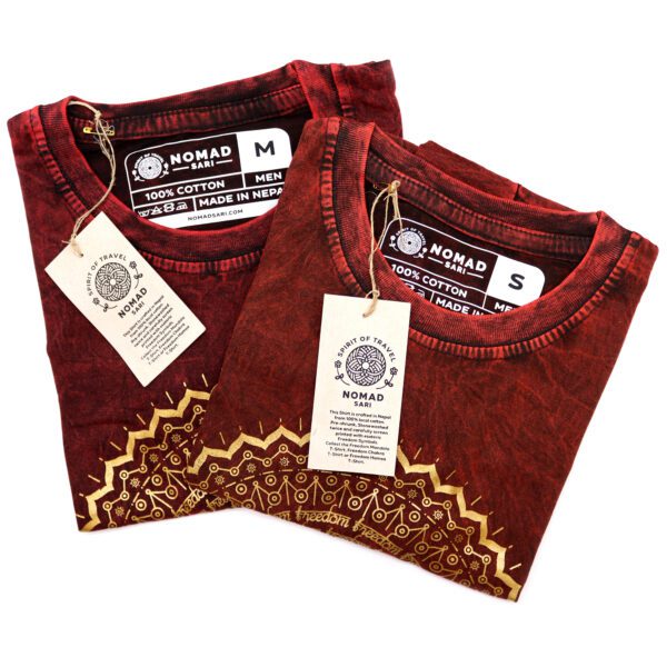 Koszulka Stone Washed M – Mandala – Bordowa - obrazek 7