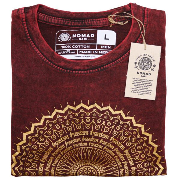 Koszulka Stone Washed L – Mandala – Bordowa - obrazek 6