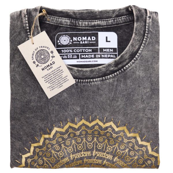 Koszulka Stone Washed L – Mandala – Ciemnoszara - obrazek 4