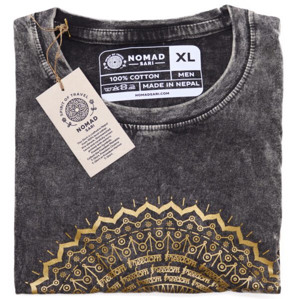 Koszulka Stone Washed XL – Mandala – Ciemnoszara - obrazek 4
