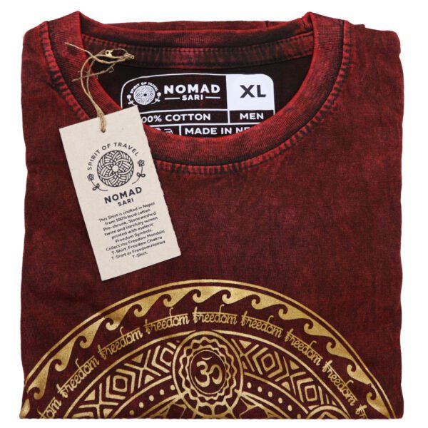 Koszulka Stone Washed XL – Czakry – Bordowa - obrazek 4