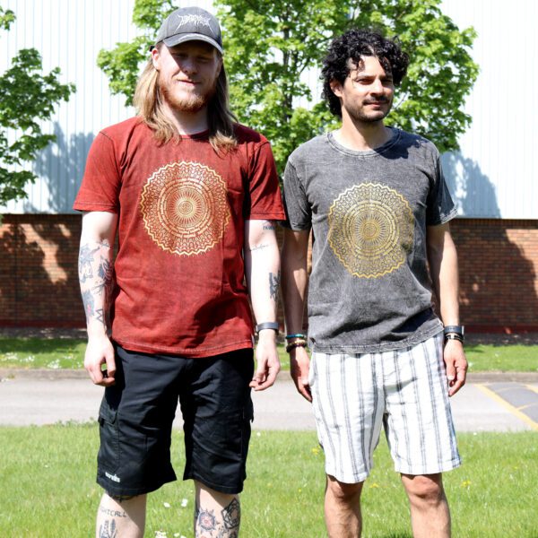 Koszulka Stone Washed XL – Mandala – Bordowa