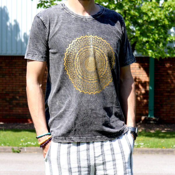 Koszulka Stone Washed M – Mandala – Ciemnoszara - obrazek 6